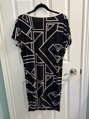 Ralph Lauren Black and White Geometric Midi Dress